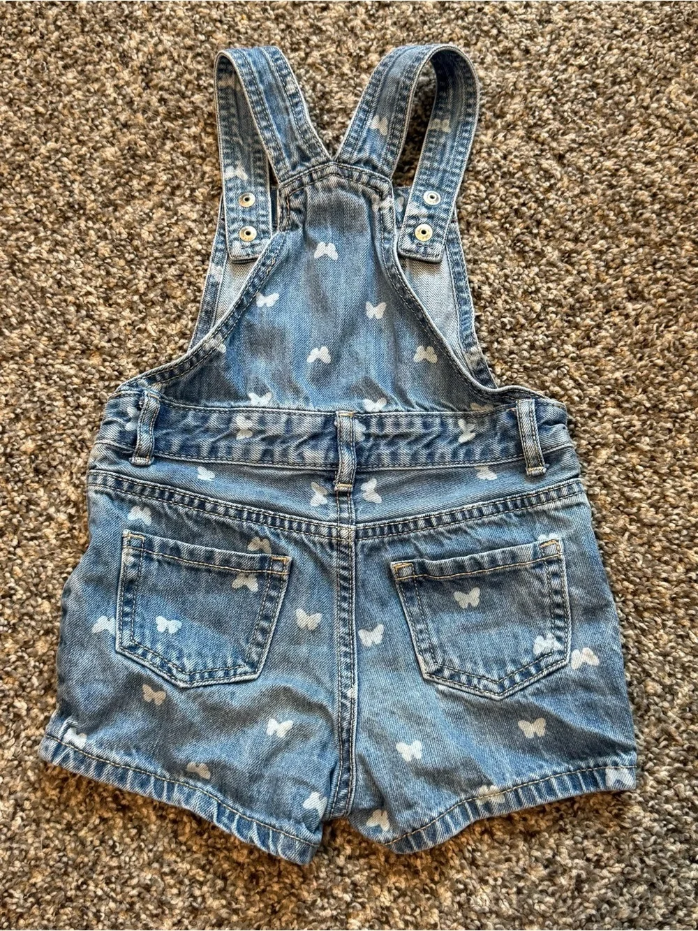 The Children’s Place Girls Denim Overalls 4T Butterfly Print Jean Overalls